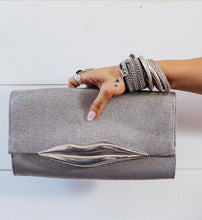 Load image into Gallery viewer, Dianne Von Furstenberg Metalic Silver Lips Clutch/ Crossbody - Preloved Designer Consignment