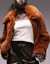 Load image into Gallery viewer, TopShop Burnt Orange Faux Fur Coat- Preloved Designer Consignment
