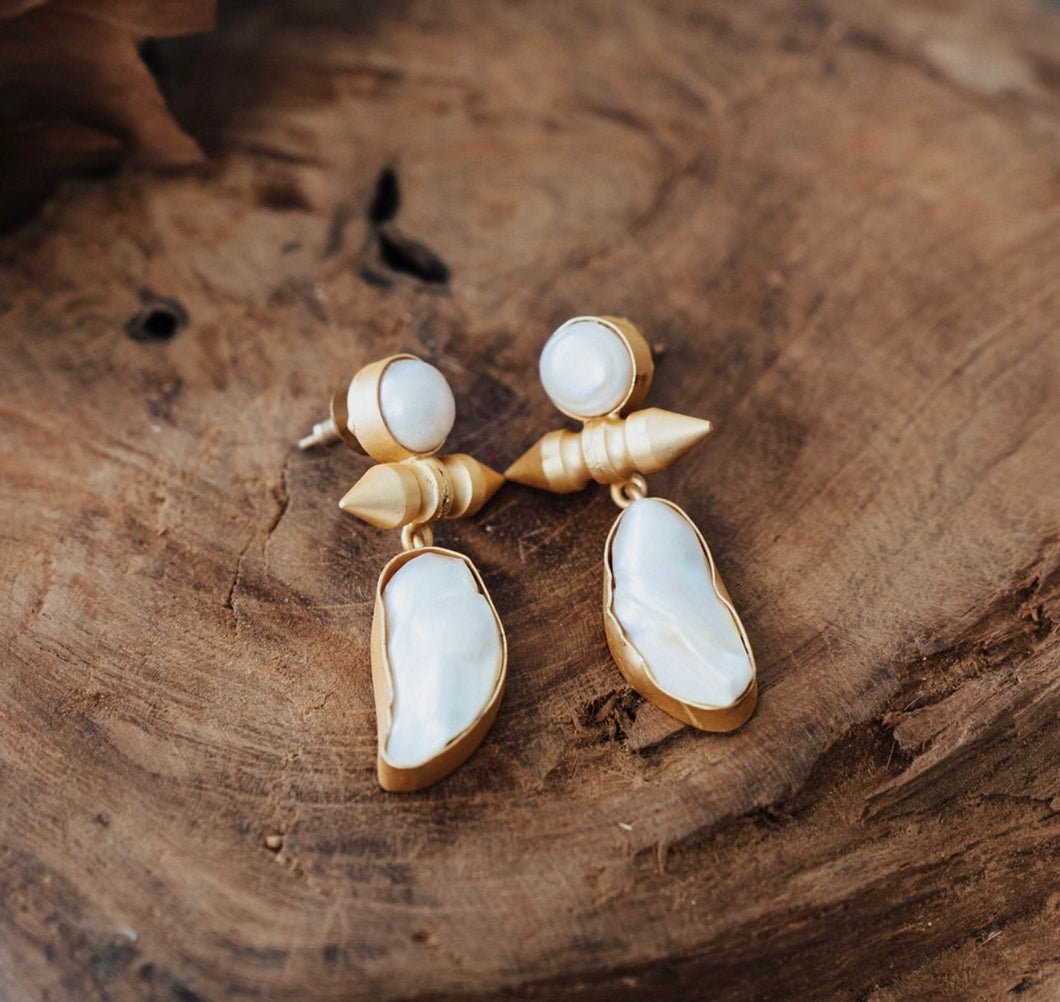 Turkish Gold Pearl Earrings