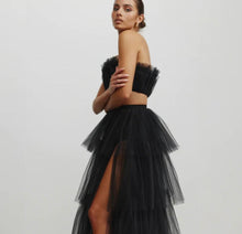 Load image into Gallery viewer, Lorena Maxi  Tulle Skirt Black BY LEXI - Floor Length With Thigh High Split
