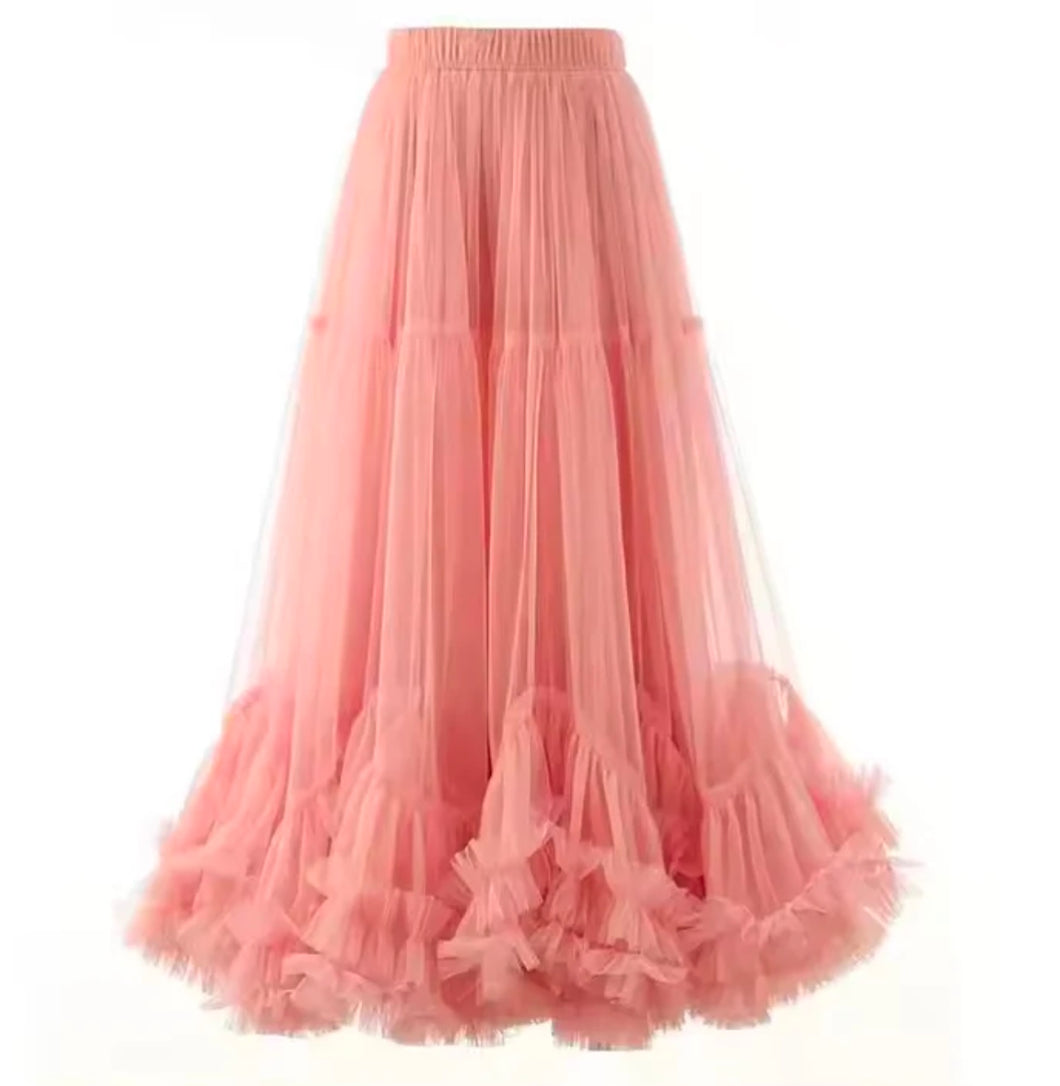 Full Ruffle Tulle Skirt Pink