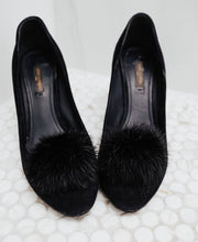 Load image into Gallery viewer, Louis Vuitton Suede Fur Pom Pom Pumps
