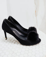 Load image into Gallery viewer, Louis Vuitton Suede Fur Pom Pom Pumps
