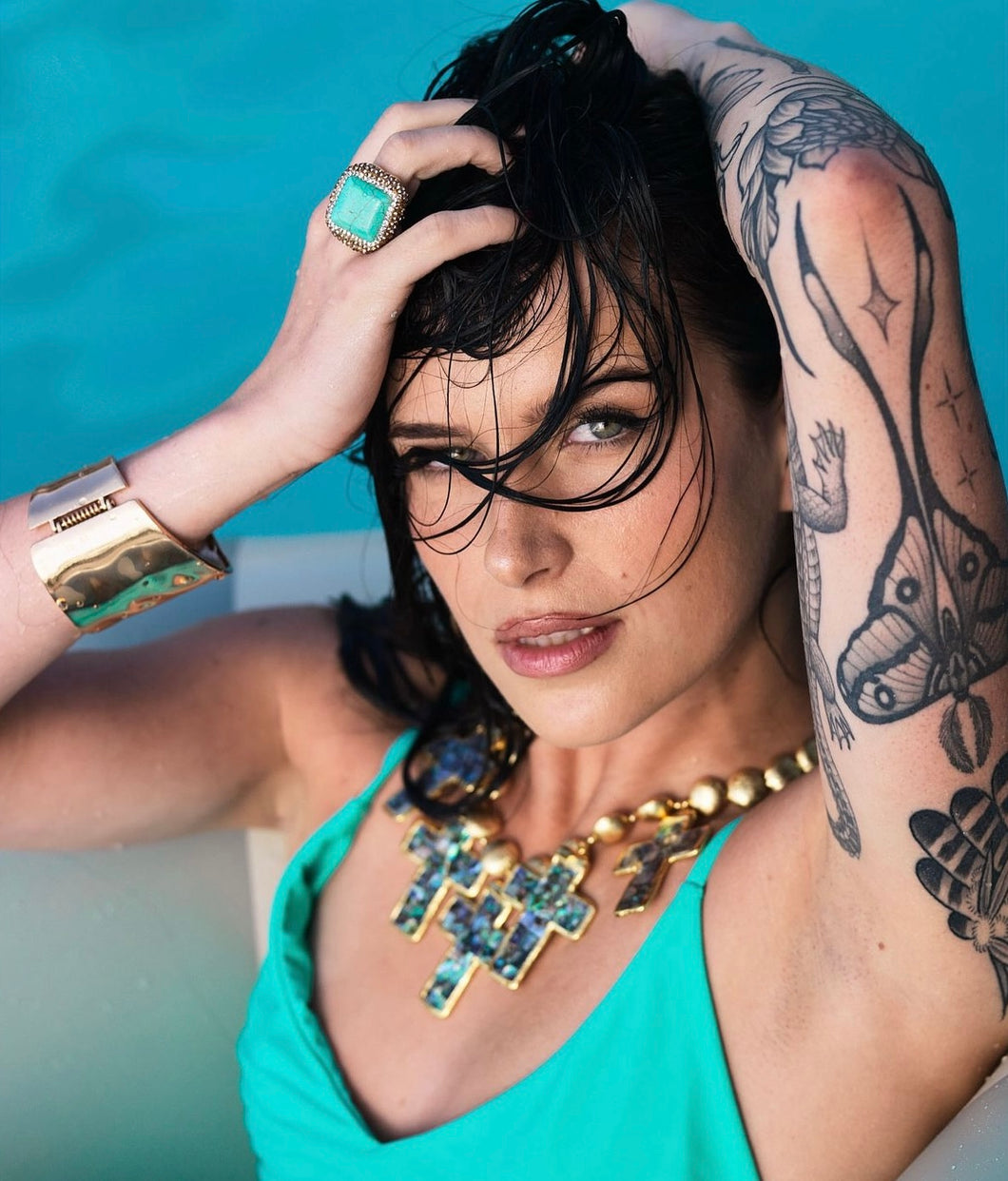 Abalone Shell Cross Statement Necklace/ Preorder End Of Jan