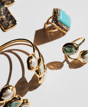 Load image into Gallery viewer, Turquoise Vintage Gold Plated Ring
