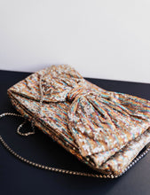 Load image into Gallery viewer, Betsey Johnson Rainbow Bow Sequin Clutch
