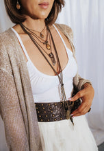 Load image into Gallery viewer, Streets Ahead Tan Leather Studded Belt Medium
