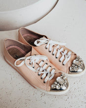 Load image into Gallery viewer, Miu Miu Pink Leather Embellished Sneakers With Crystals
