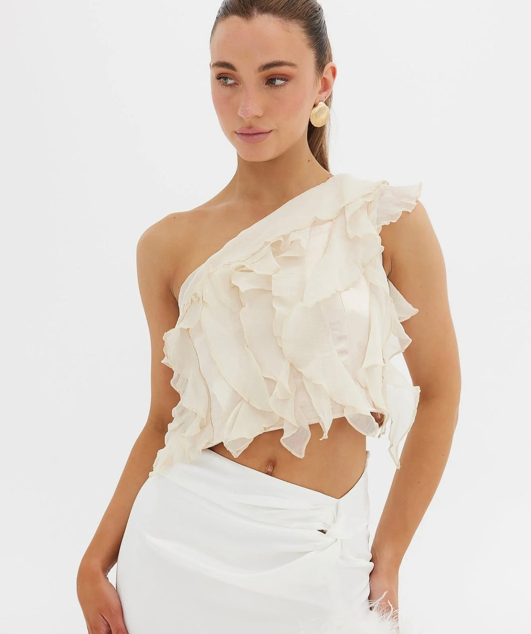 Isabella Ruffle Top Biibish Tagged A Medium - Suits An 8