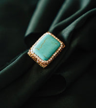Load image into Gallery viewer, Turquoise Vintage Gold Plated Ring
