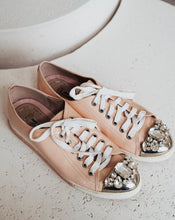 Load image into Gallery viewer, Miu Miu Pink Leather Embellished Sneakers With Crystals
