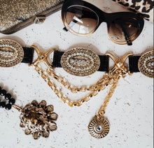 Load image into Gallery viewer, Streets Ahead Medallion Belt Gold With Rhinestones/ Preorder Available after March 13th
