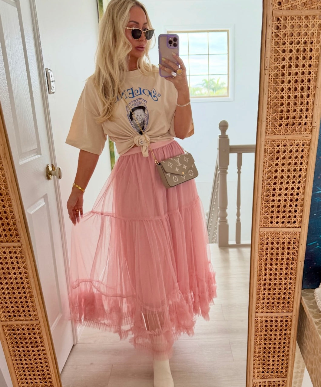 Full Ruffle Tulle Skirt Pink