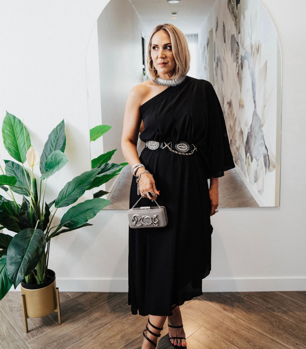 Hadassah Chiffon Dress- Black By Cazinc The Label