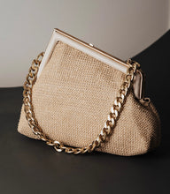 Load image into Gallery viewer, Sarita Raffia &amp; White Leather Bag by Studio Zee
