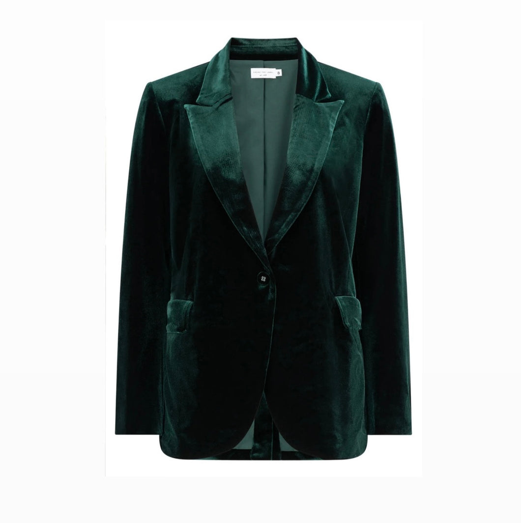 ALESSANDRA STRETCH VELVET BLAZER - EMERALD By Cazinc The Label