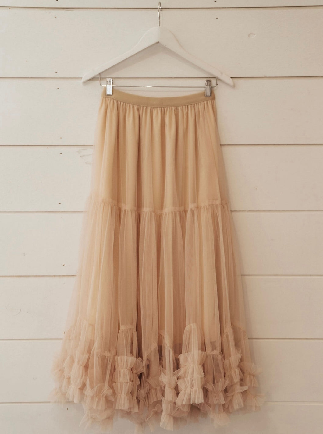 Full Ruffle Tulle Skirt Cream