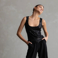 Load image into Gallery viewer, Valencia Sequin Top Black by Cazinc The Label
