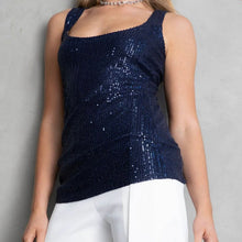Load image into Gallery viewer, Valencia Sequin Top Navy by Cazinc the Label
