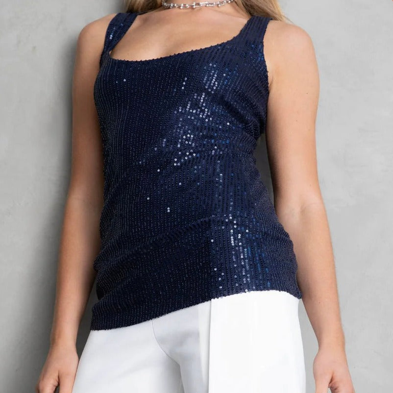 Valencia Sequin Top Navy by Cazinc the Label