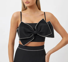 Load image into Gallery viewer, Aster Bow Crop Top Black Embellished
