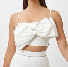 Load image into Gallery viewer, Aster Bow Crop Top White Embellished
