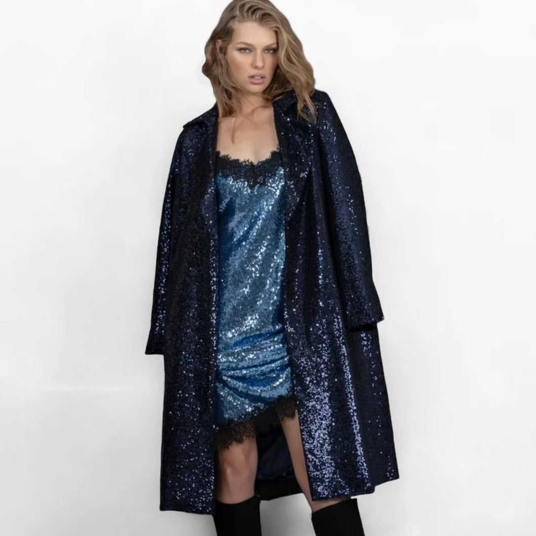 Famous Sequin Jacket Navy  by Joey the Label