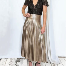 Load image into Gallery viewer, Gossamer Pleat Skirt Coffee by Joey the Label
